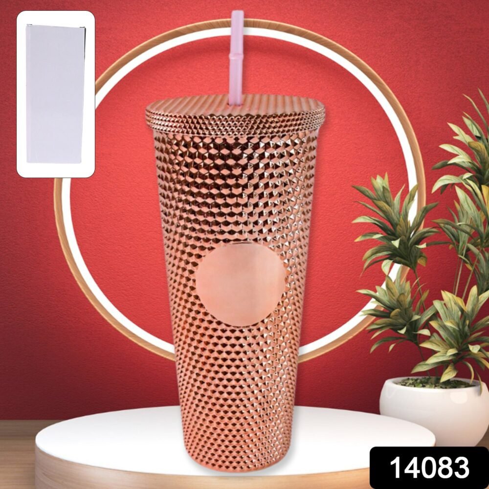 Studded Tumbler – Double Walled Cold Cup with Straw Lid
