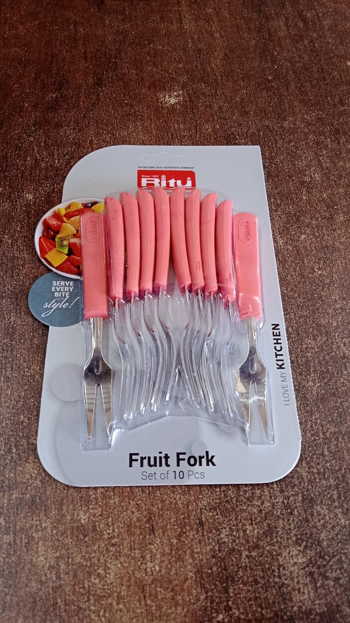 Stainless Steel Fruit Fork Set – 10 Durable Mini Forks with Soft Grip