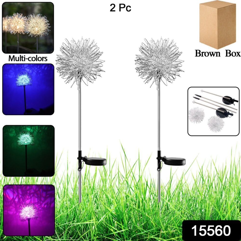 Solar Powered Dandelion Garden Lights – 2 Pc Multicolor LEDs