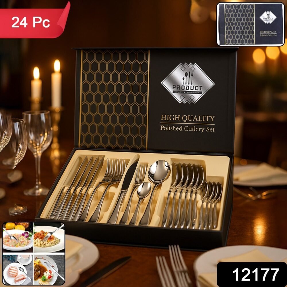 9367963d-4393-4fc5-a5b7-28dae764e517.jpg Stainless Steel Cutlery Set – 24 Pc Polished Dinnerware