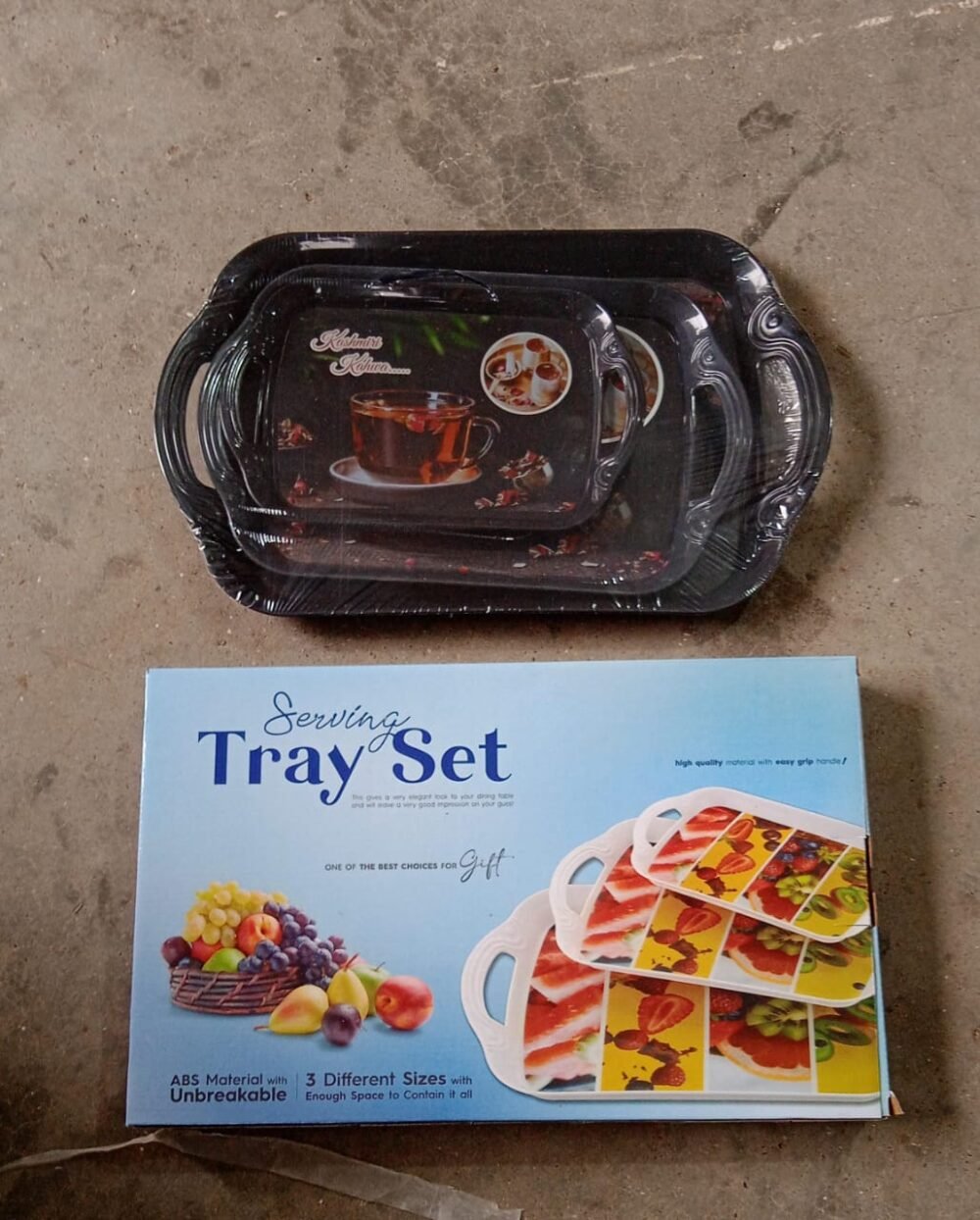 Serving Tray Set – Multicolor Mix Sizes, Lightweight & Stylish