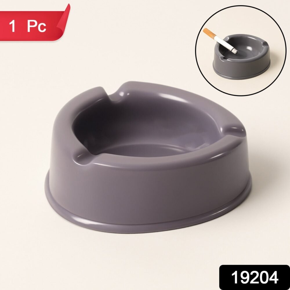 Plastic Ashtray – Durable Grey with Triple Cigarette Slots
