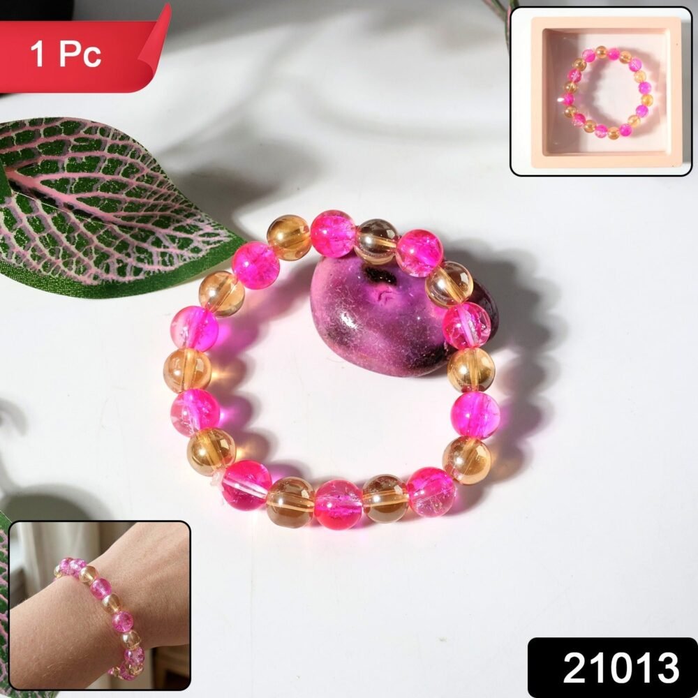 Crystal Beaded Stretch Bracelet – Elegant Dual-Tone Design