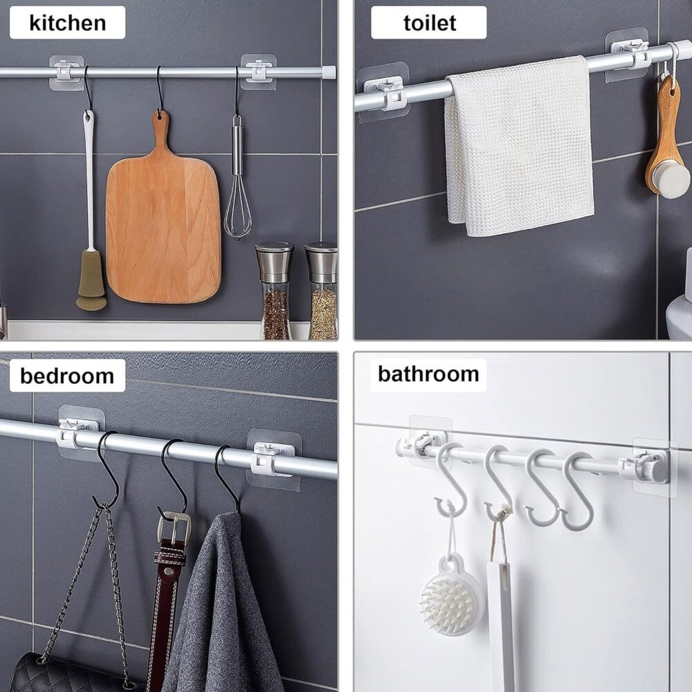 No-Drill Adhesive Towel Rod Holder – Multipurpose Wall Mount