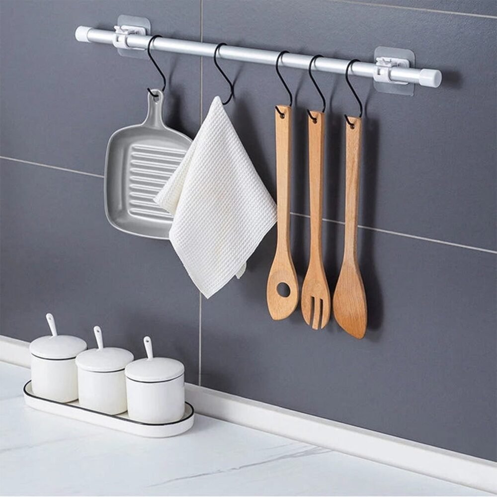 No-Drill Adhesive Towel Rod Holder – Multipurpose Wall Mount