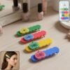 Apple Design Hair Clips – Colorful 4-Pc Set for Girls