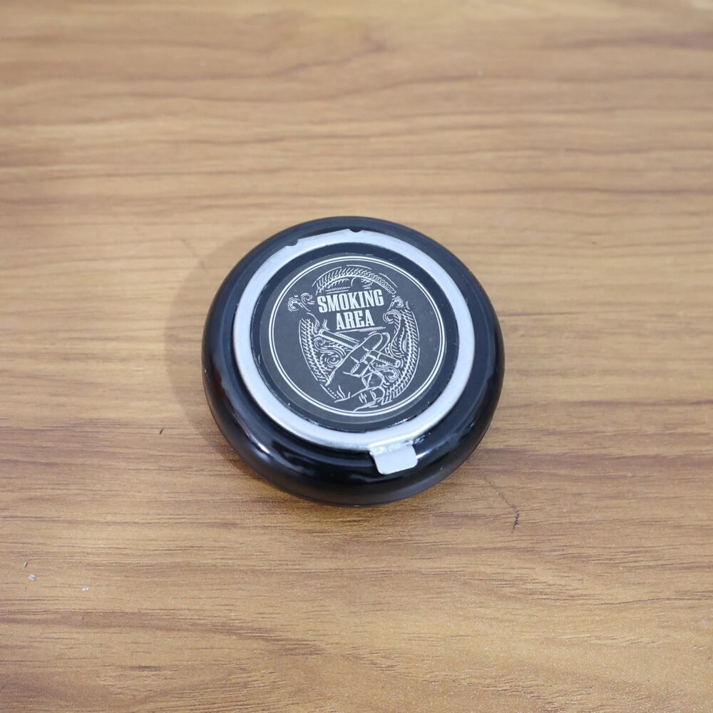 Round Smokeless Ashtray with Lid – Windproof & Easy Clean
