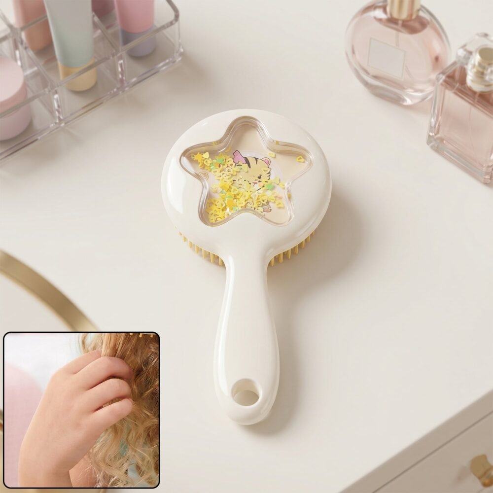 Kids Hair Comb – Soft Bristles with Cute Star Design for Gentle Detangling