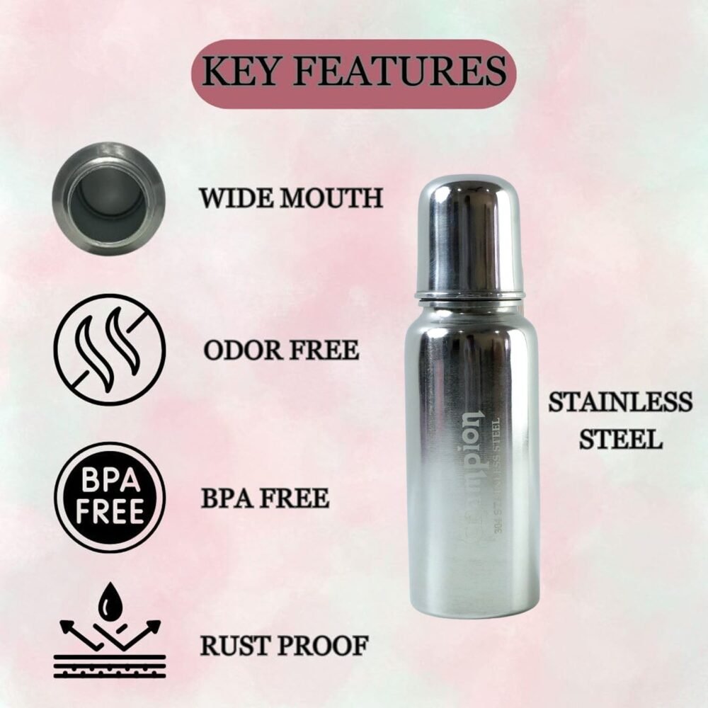 BabySteelFeedingBottle250-02.jpg Baby Feeding Bottle Stainless Steel – Durable & Leakproof 250ML