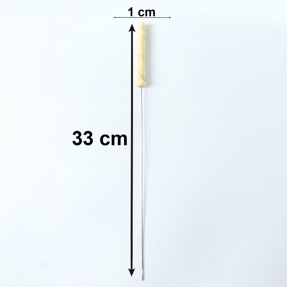 Stainless Steel BBQ Skewers – Reusable Grilling Sticks with Wooden Handle