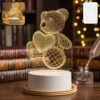 3D Teddy Bear Night Lamp – Captivating Heart Illusion for Kids and Home