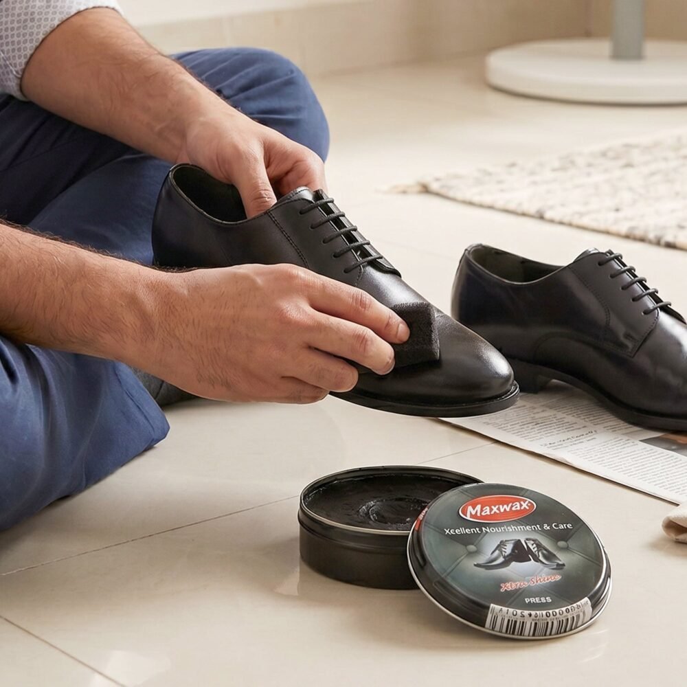 Maxwax black shoe polish cream – Deep nourishment & shine