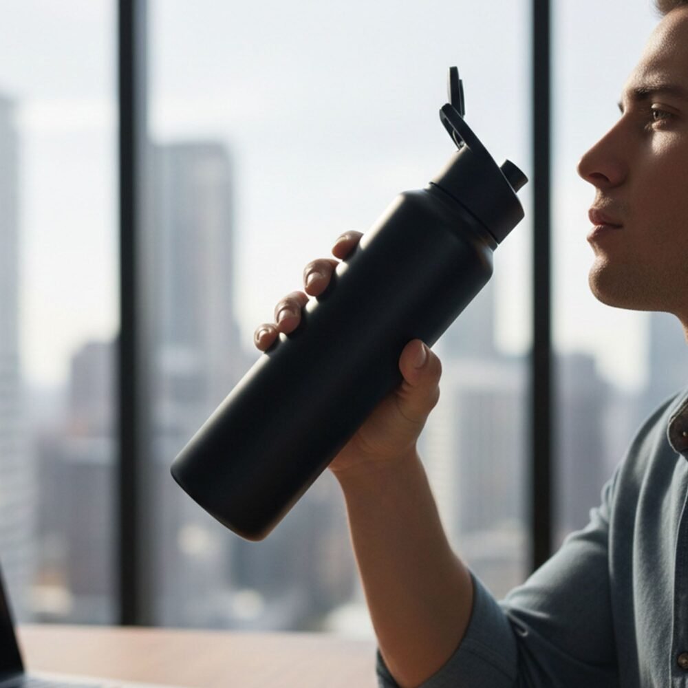 Sports Water Bottle 1000ml – Leak-Resistant Flip-Top Stainless Steel