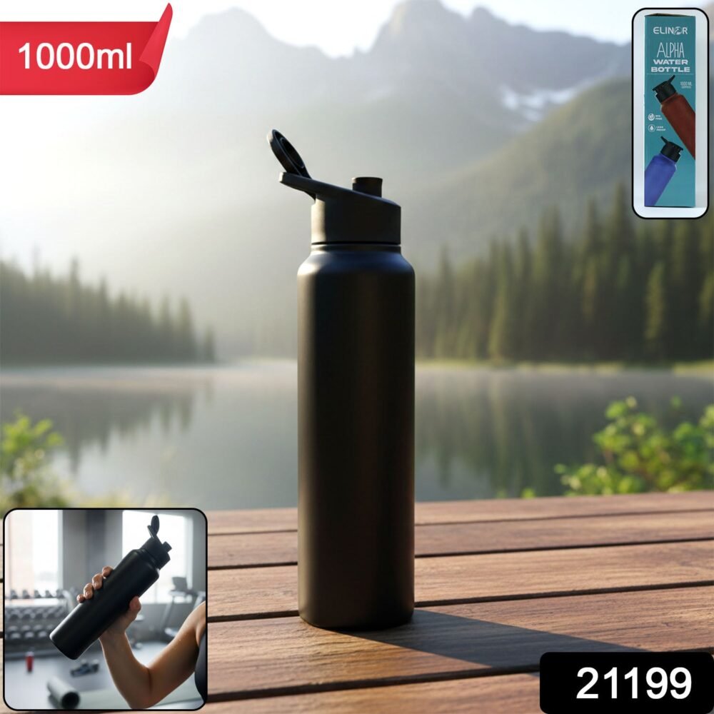 Sports Water Bottle 1000ml – Leak-Resistant Flip-Top Stainless Steel