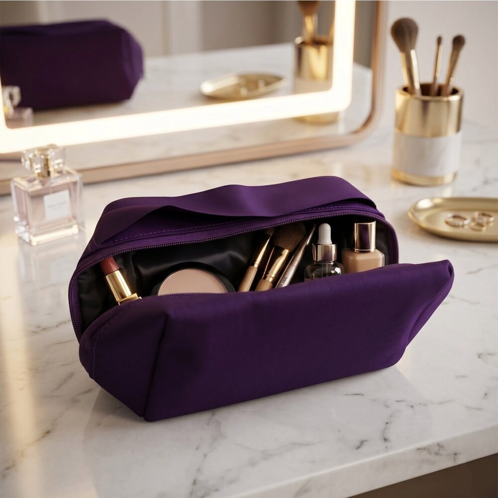 Travel Makeup Organizer Bag – Waterproof & Compact for On-the-Go