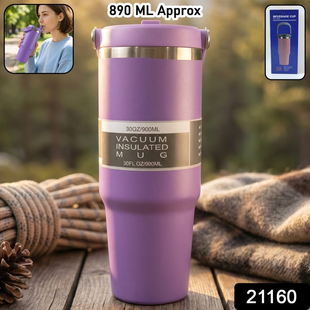 Vacuum Insulated Travel Mug – 890ML Stainless Steel Hot & Cold