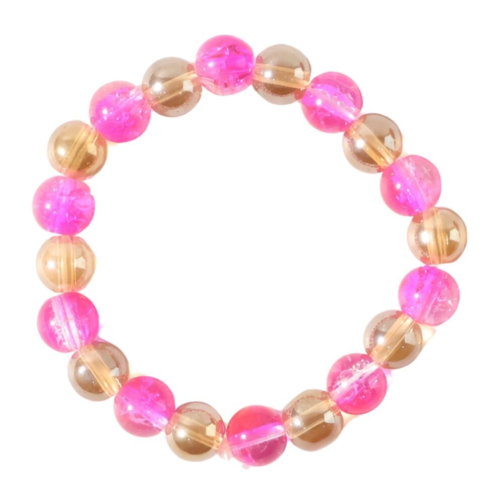 Crystal Beaded Stretch Bracelet – Elegant Dual-Tone Design