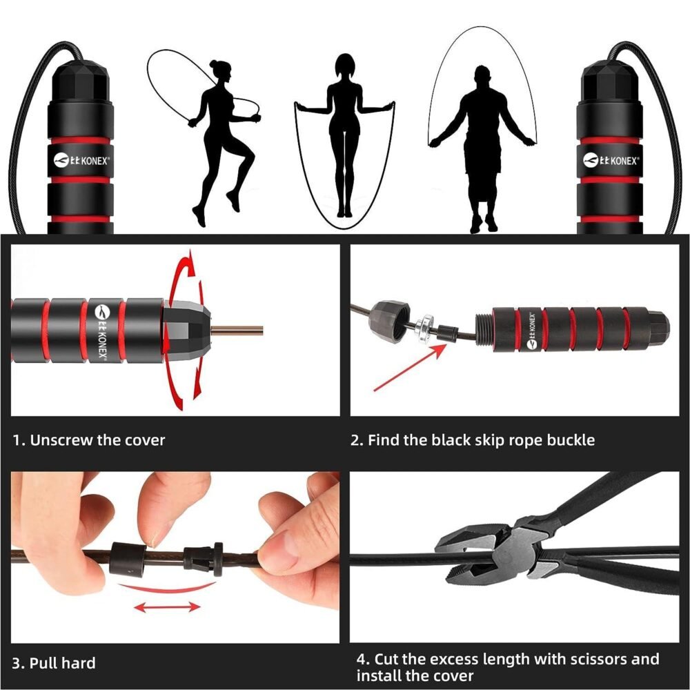 CLS-826-RED-06.jpg High-Speed Skipping Rope – Comfortable Foam Handles, 3 Meter