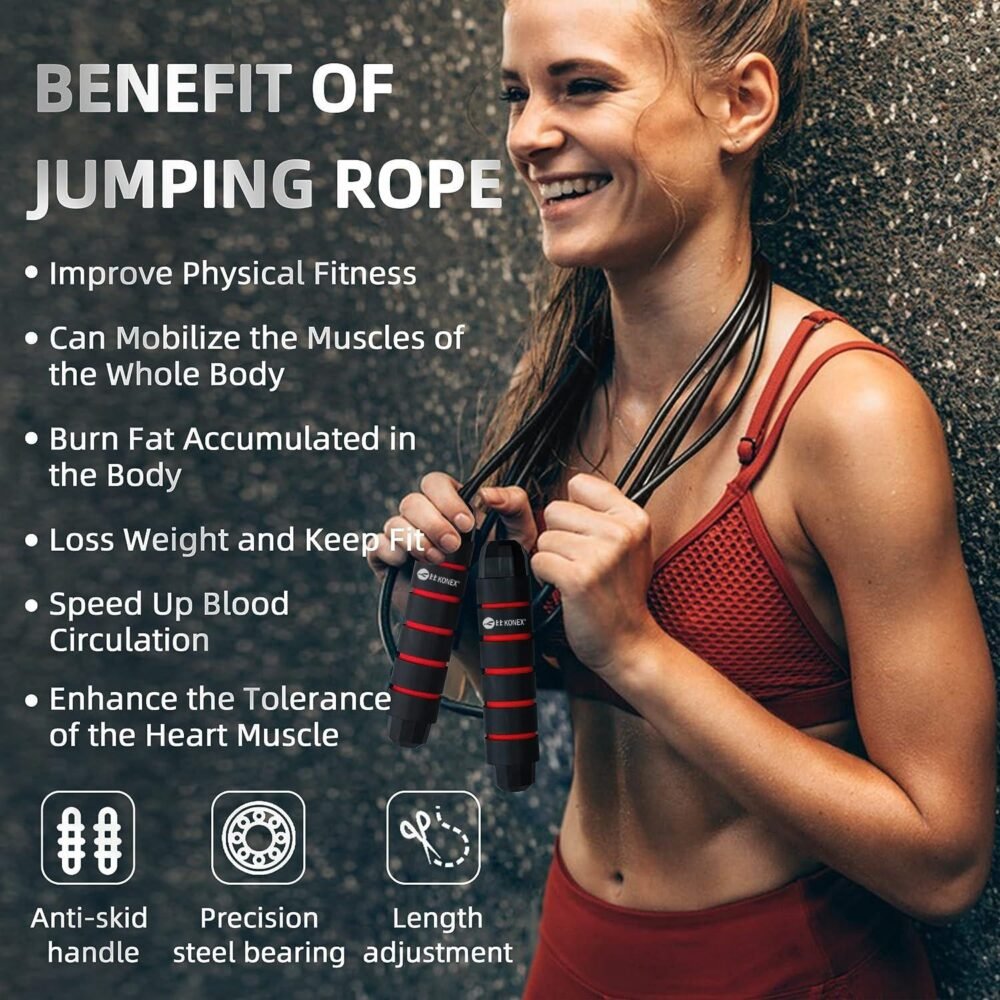 CLS-826-RED-07.jpg High-Speed Skipping Rope – Comfortable Foam Handles, 3 Meter