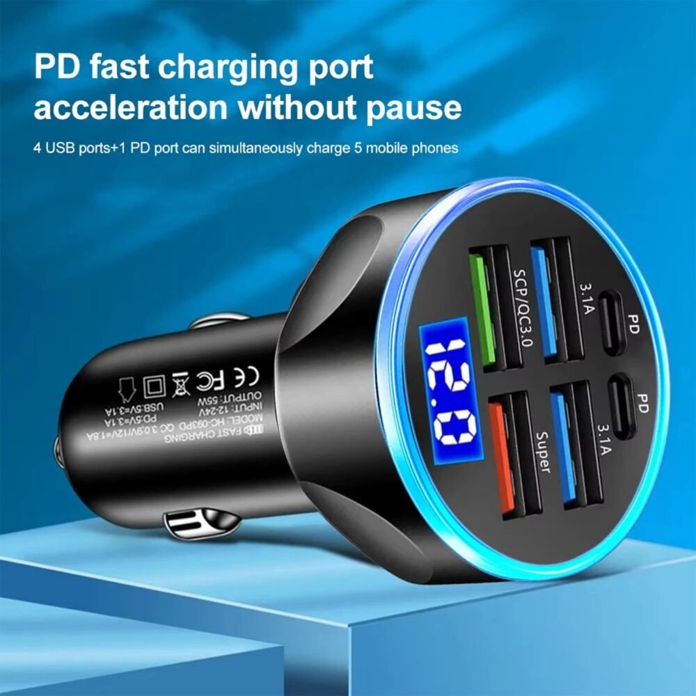 CarCharger-02.jpg Multi-Port Car Charger – Fast 4 USB Ports for 12V/24V Vehicles