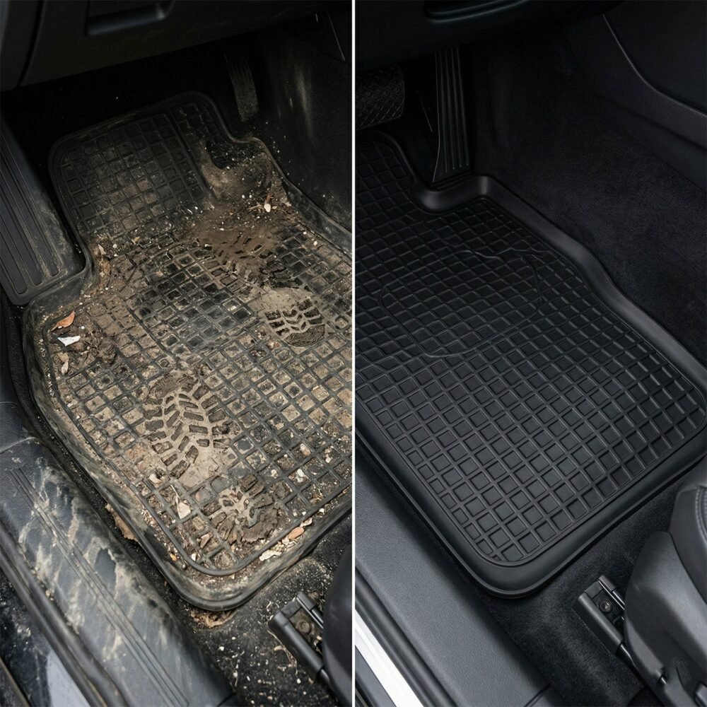Heavy Duty Anti-Slip Rubber Car Foot Mat Set – Waterproof & Durable