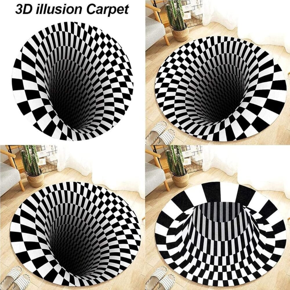 3D Optical Illusion Round Rug – Anti-Skid 60 cm Floor Mat