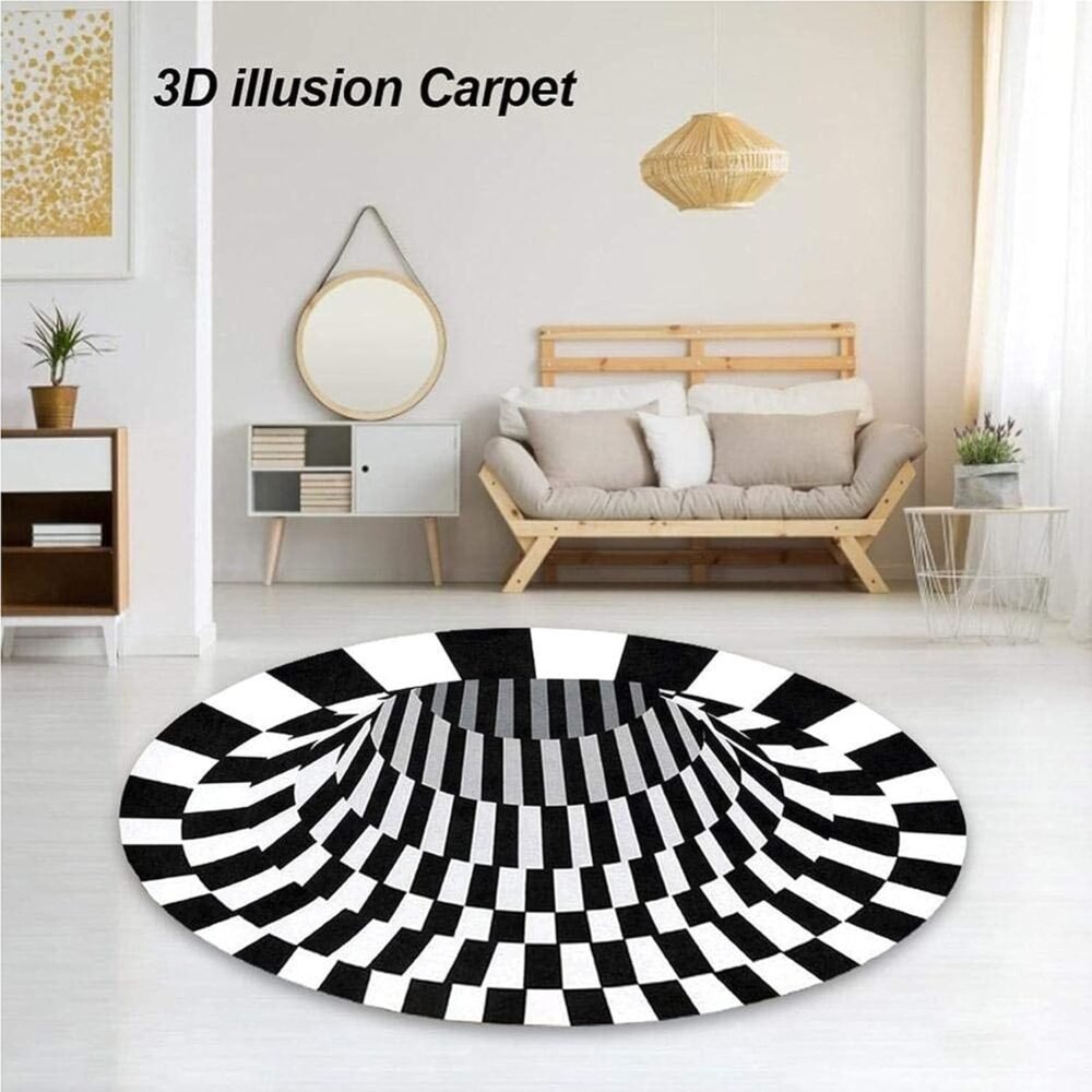 3D Optical Illusion Round Rug – Anti-Skid 60 cm Floor Mat