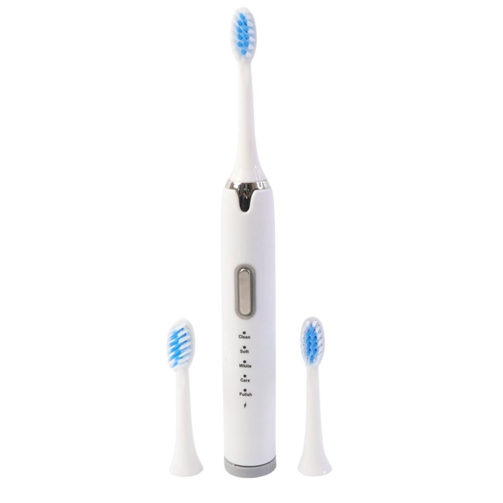Electric Toothbrush Set – Rechargeable Sonic Cleaner with 3 Brush Heads