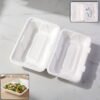 Clamshell-WOSKU-01.jpg Bagasse Clamshell Food Box – Eco-Friendly 9x6 Inch Disposable Set
