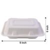 Clamshell-size.jpg Bagasse Clamshell Food Box – Eco-Friendly 9x6 Inch Disposable Set