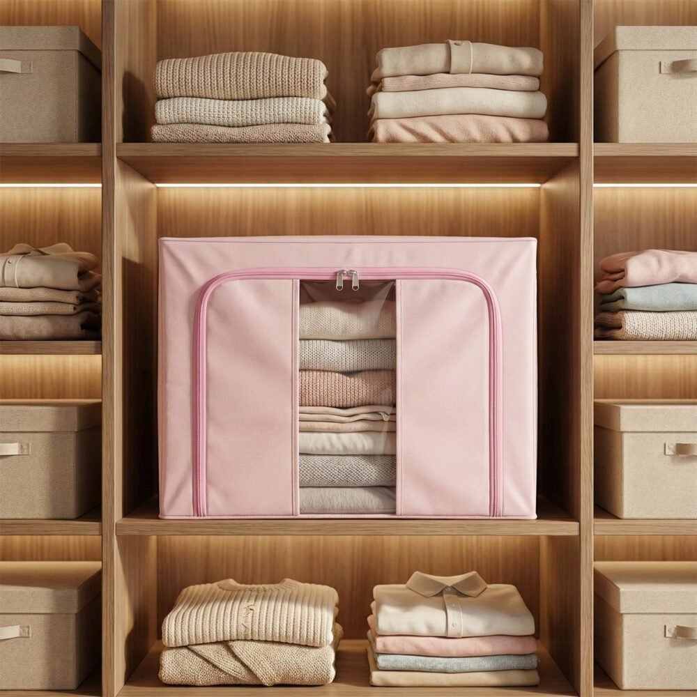 Cloth-storage-box-04.jpg Foldable Fabric Clothes Storage Organizer Box - Space-Saving Design