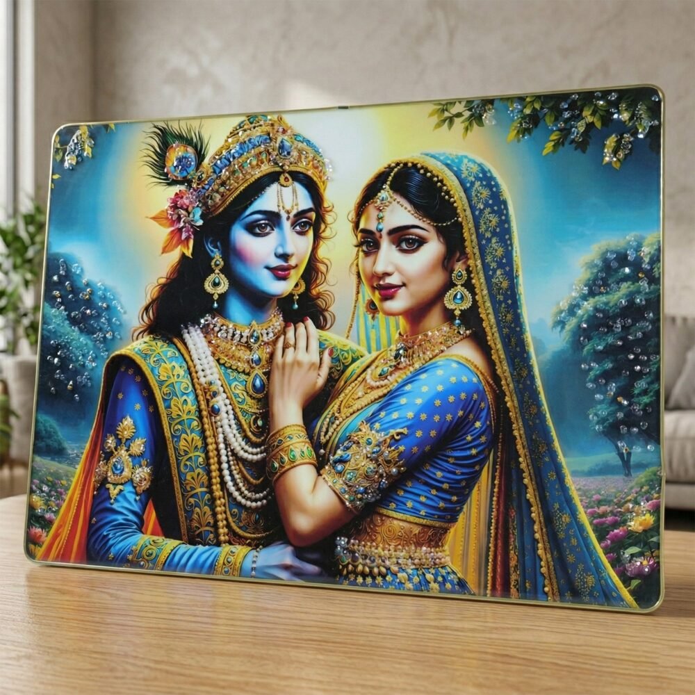 ColofulRadhaKrishna05-02.jpg Radha Krishna Wall Frame – Elegant Divine Home Decor