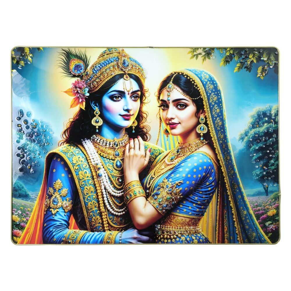 ColofulRadhaKrishna05-04.jpg Radha Krishna Wall Frame – Elegant Divine Home Decor