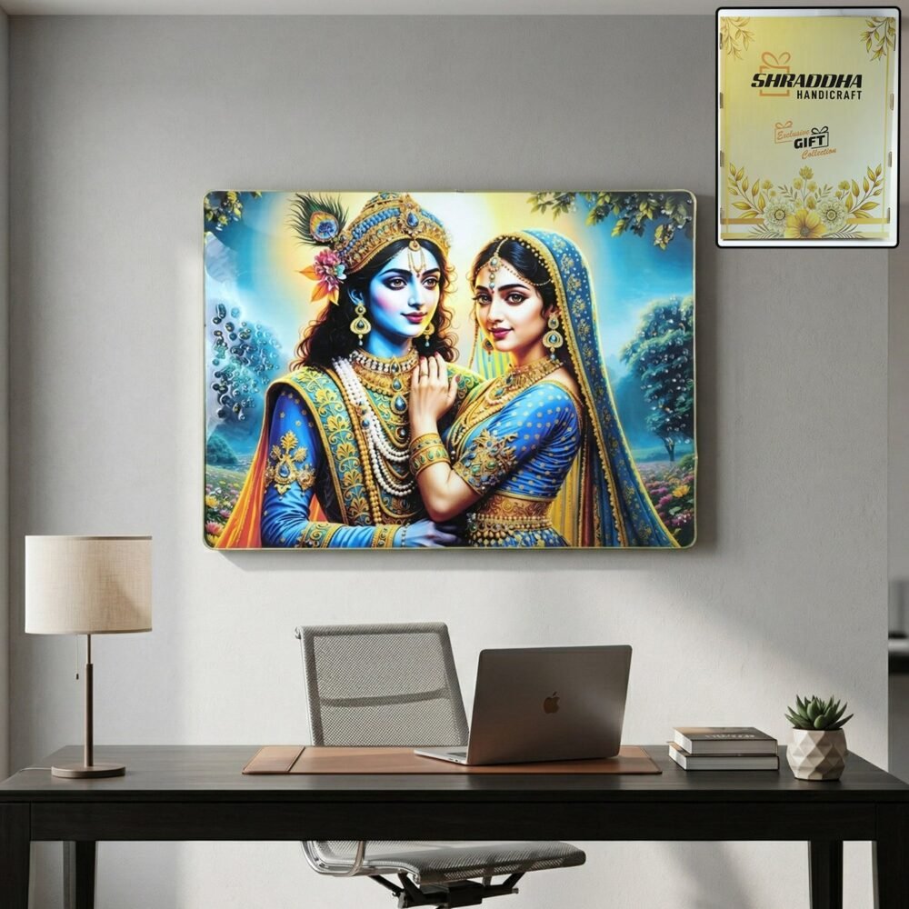 ColofulRadhaKrishna05-WOSKU-01.jpg Radha Krishna Wall Frame – Elegant Divine Home Decor