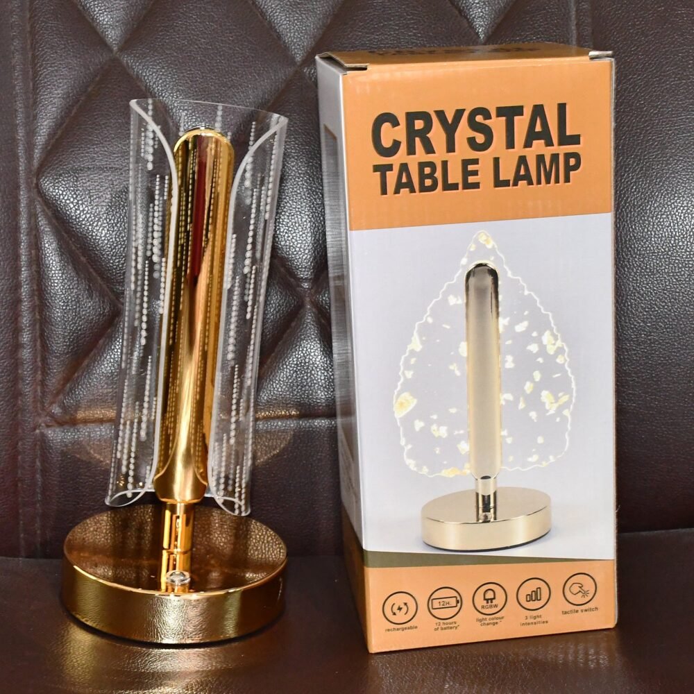 Crystal Table Lamp – Tall Cylinder Shape with USB Charging