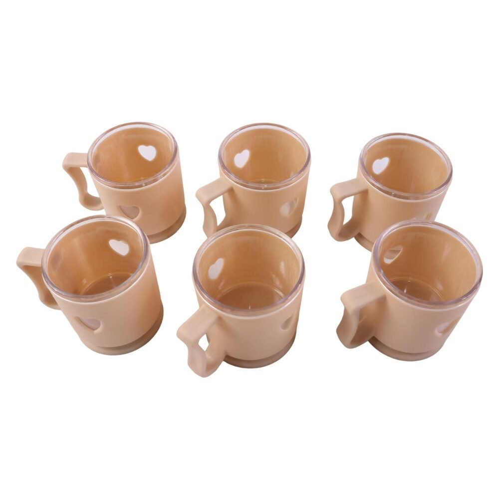 Mini Tea Coffee Mug Set – Elegant Heart Design, 100ML (6 Pieces)