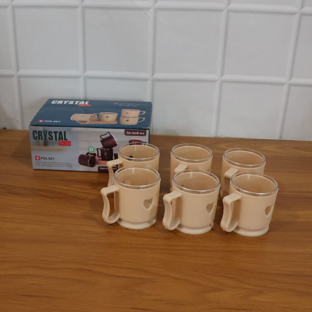 Mini Tea Coffee Mug Set – Elegant Heart Design, 100ML (6 Pieces)