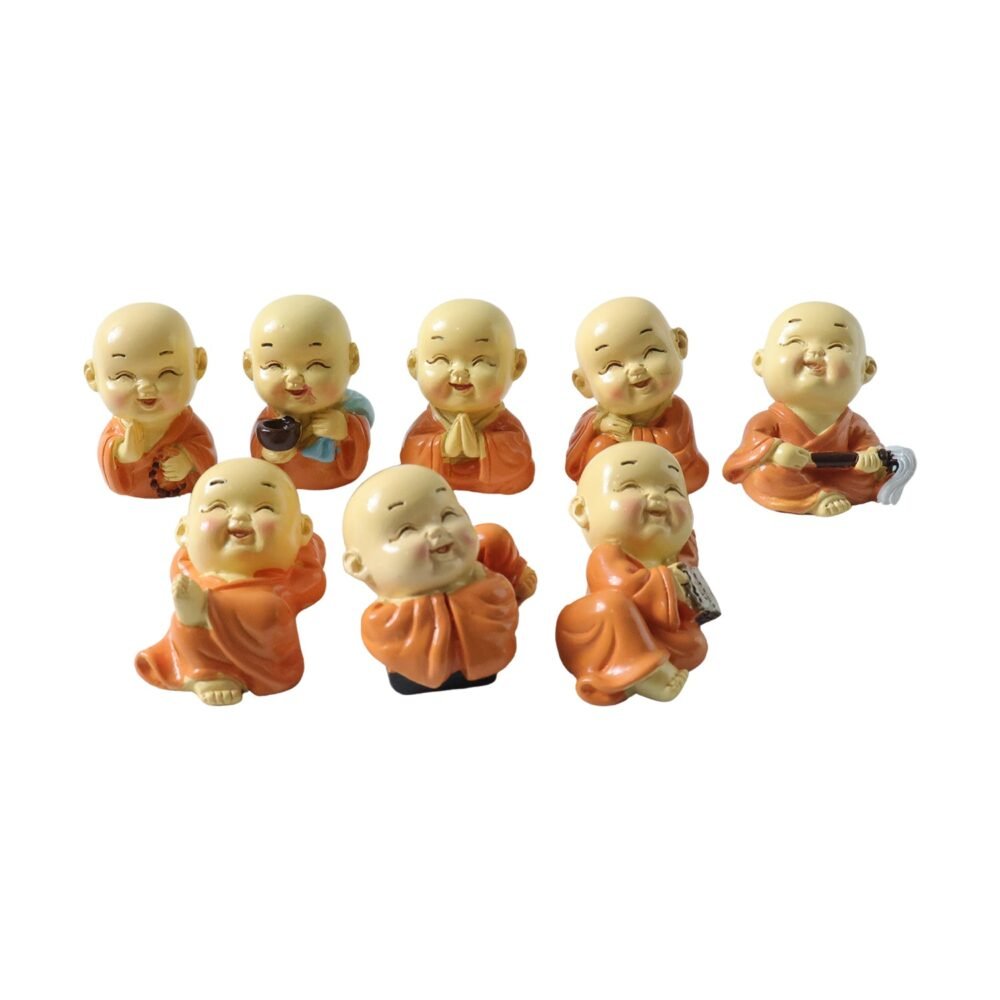Mini Monk Buddha Idol Set – Serene & Joyful Home Decor