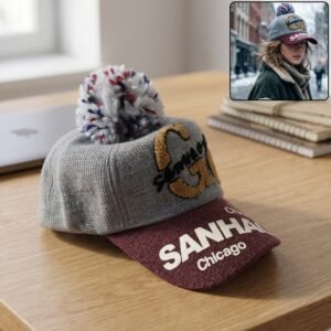 Women's Winter Woolen Baseball Cap – Cozy Pom Pom & Sun Protection