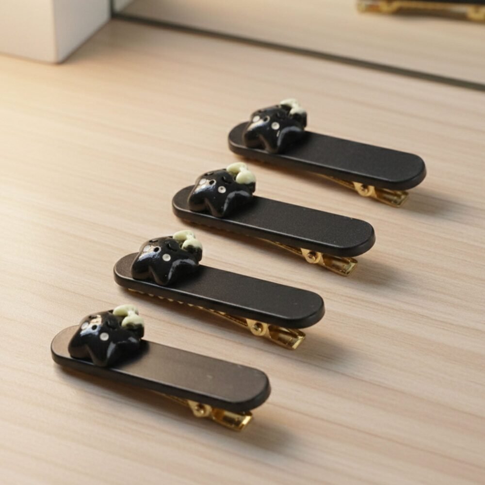 CuteBlackStarRibbon-05.jpg Cute Cat Hair Clips – Premium Matte Finish Set of 4
