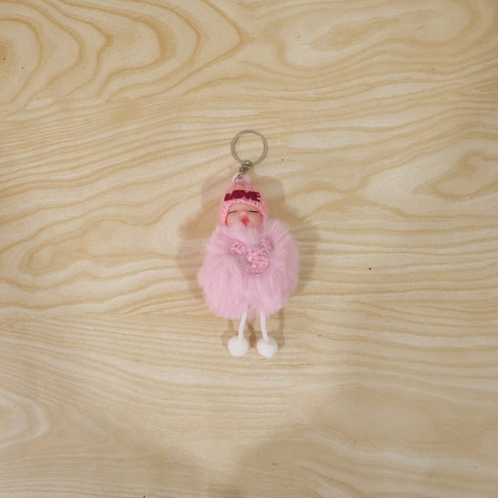 Plush Doll Keychain – Soft Fur Ball Charm