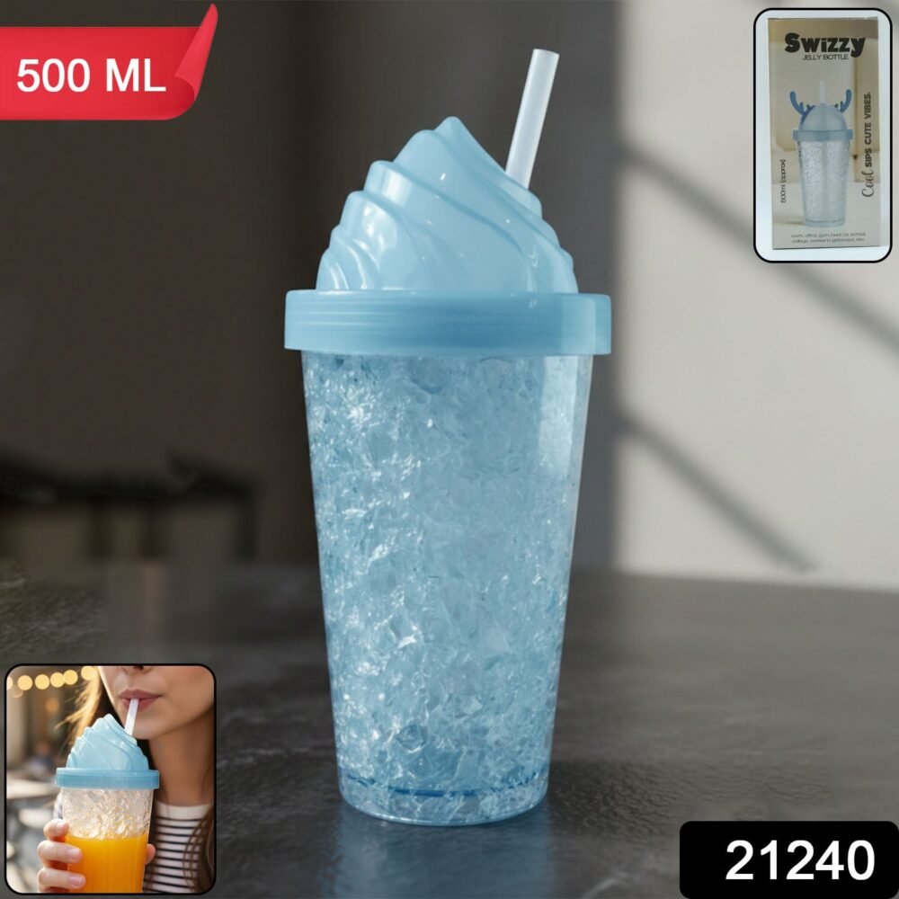 Ice Cream Swirl Sipper Bottle – Stylish 500ML Reusable Tumbler