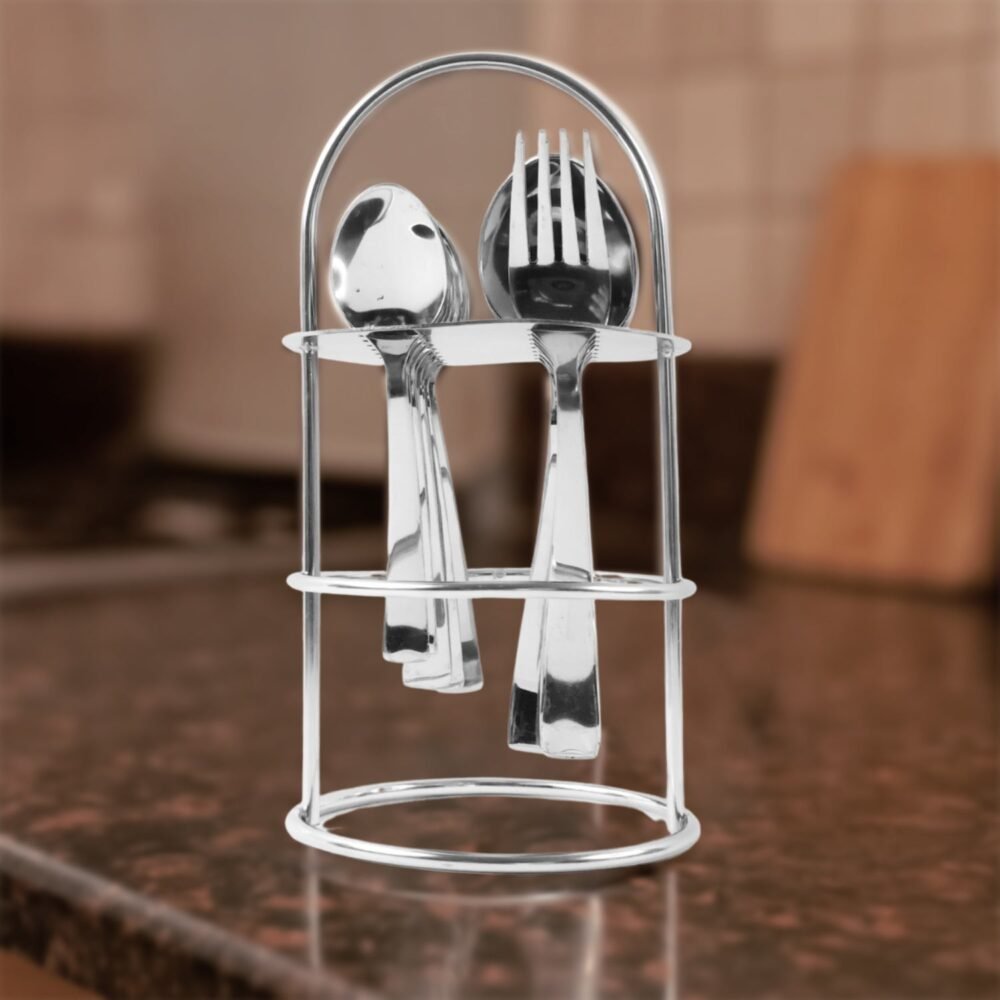Stainless Steel Cutlery Set – 16-Piece with Elegant Stand