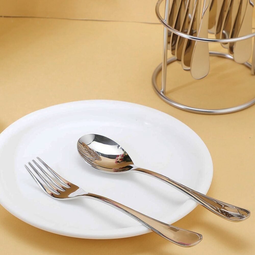 Stainless Steel Cutlery Set – 16-Piece with Elegant Stand