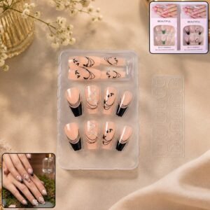 DIYNails2pack-01.jpg Burgundy Artificial Press-On Nails – Reusable Floral Set