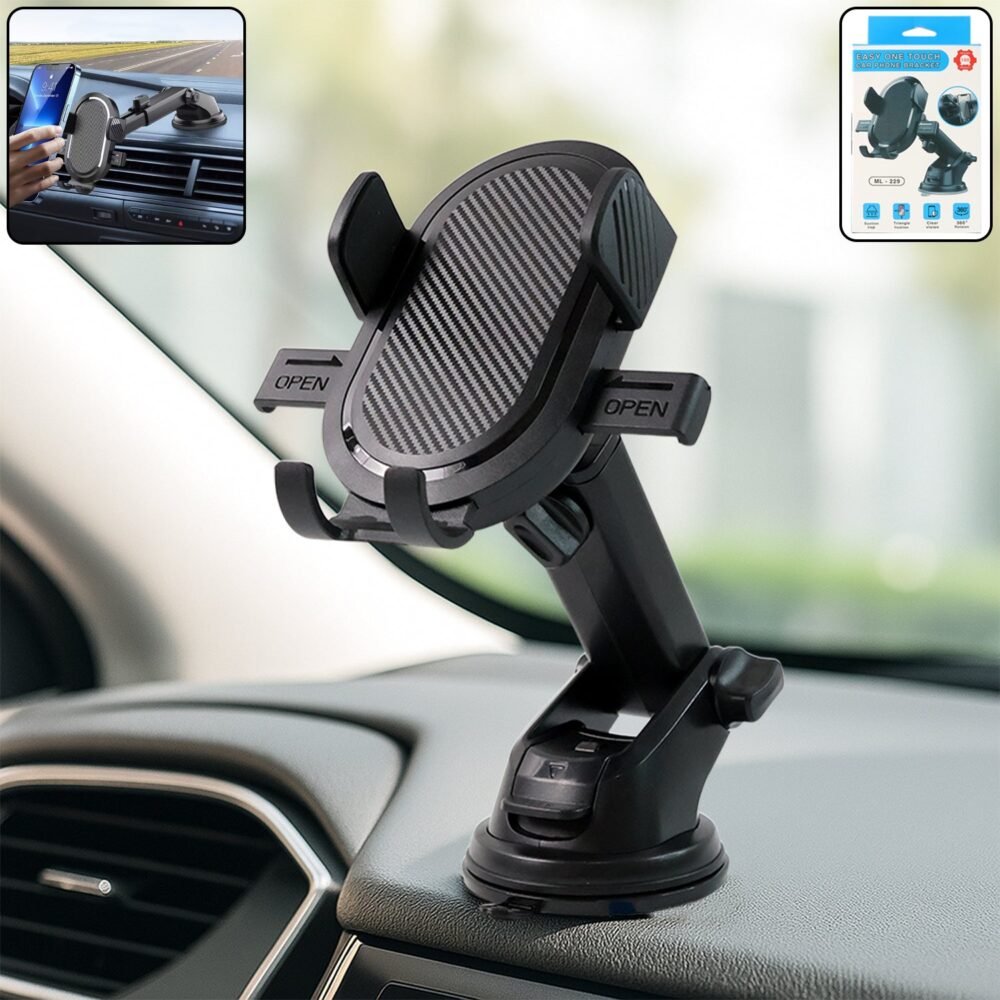 Car Mobile Holder – Adjustable 360° Suction Mount with One-Touch Lock