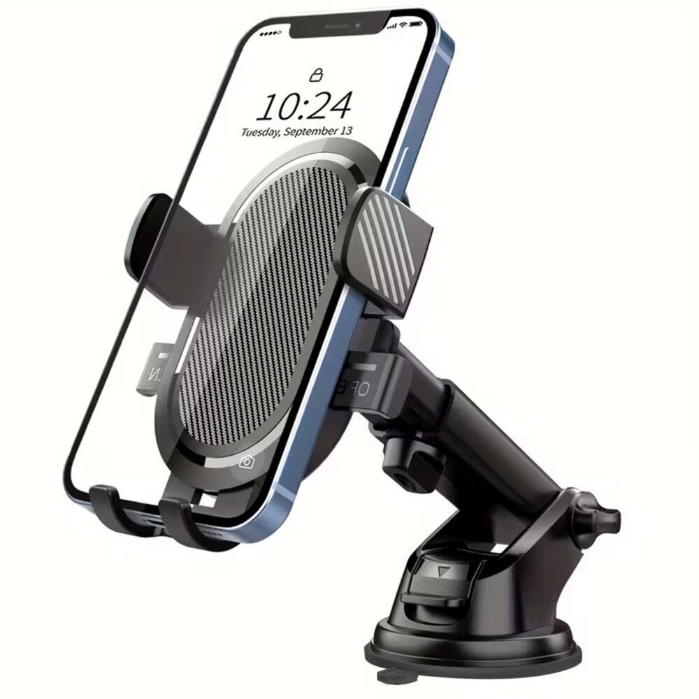 Car Mobile Holder – Adjustable 360° Suction Mount with One-Touch Lock