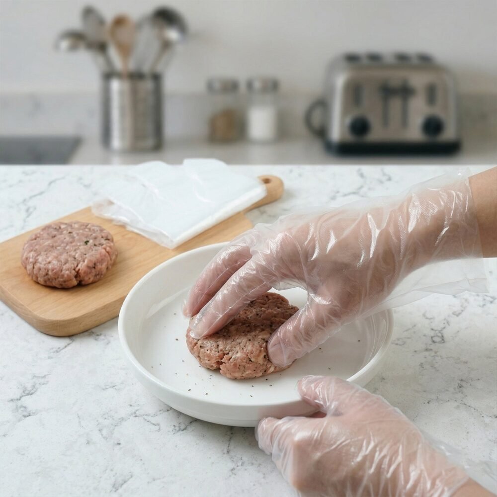 DisposableHandGloves08.jpg Disposable plastic hand gloves – lightweight food-safe cover
