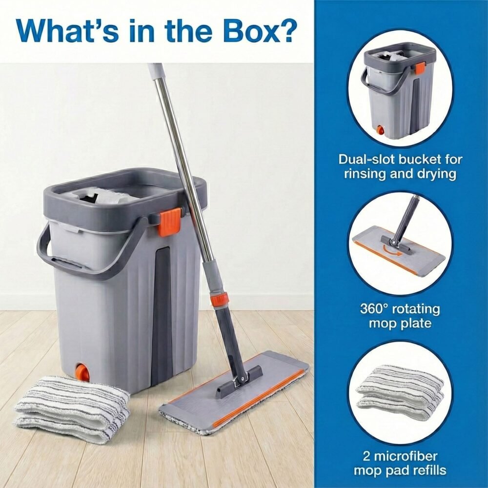 DoubleMopBucket-05.jpg Small Flat Mop Bucket Set – Compact Multipurpose Cleaning Kit