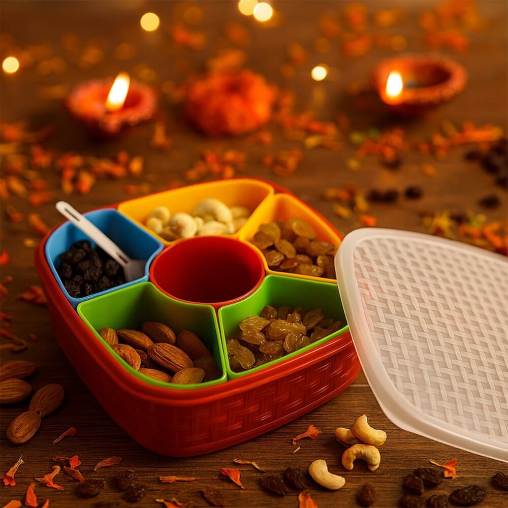 Dry Fruit Box with Spoon – BPA-Free 7-Compartment Organizer